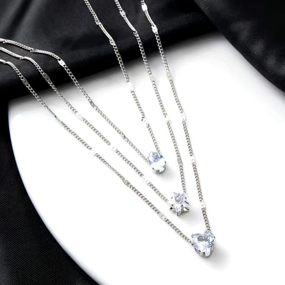 Elegant Silver Tone Tri-Length Necklace - Picture 1 of 3